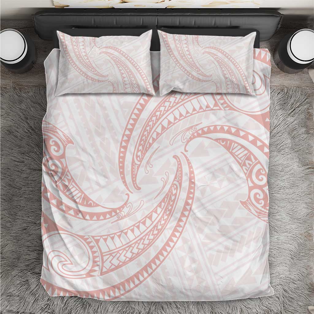 White Sunday Lotu Tamaiti Bedding Set Polynesian Wave Pastel Blush - Polynesian Pride