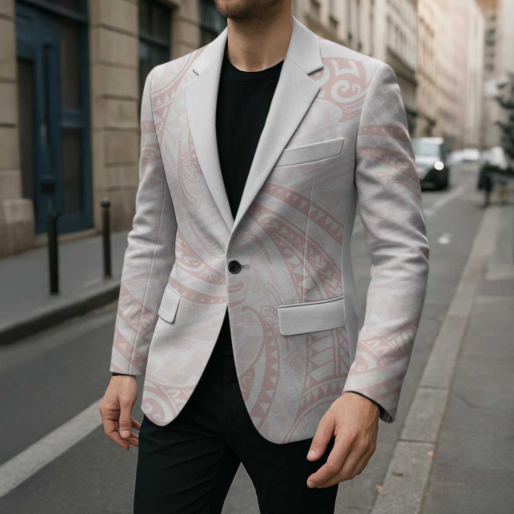 White Sunday Lotu Tamaiti Blazer Polynesian Wave Pastel Blush - Polynesian Pride