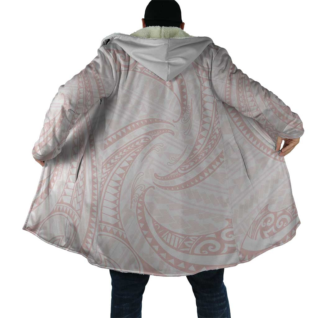 White Sunday Lotu Tamaiti Cloak Polynesian Wave Pastel Blush - Polynesian Pride