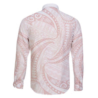 White Sunday Lotu Tamaiti Family Matching Off The Shoulder Long Sleeve Dress and Hawaiian Shirt Polynesian Wave Pastel Blush LT9 - Polynesian Pride