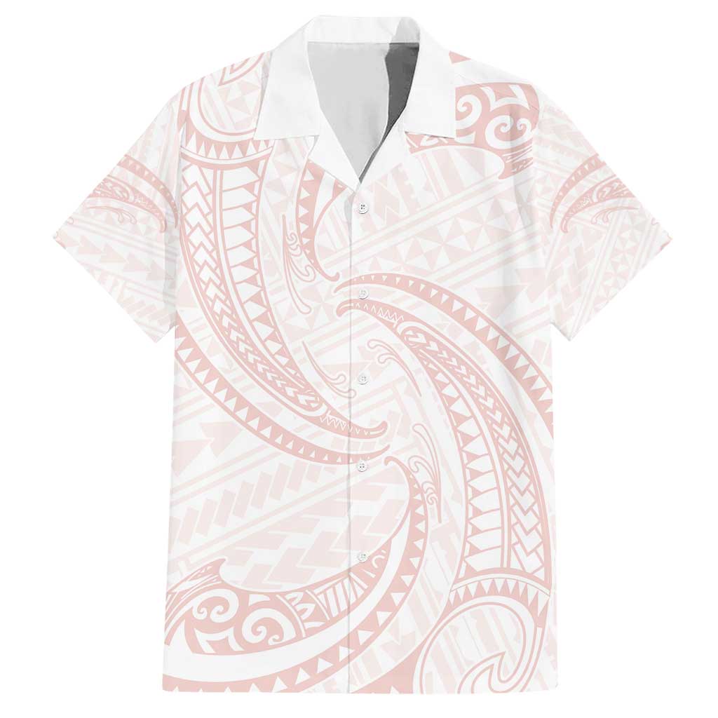 White Sunday Lotu Tamaiti Family Matching Short Sleeve Bodycon Dress and Hawaiian Shirt Polynesian Wave Pastel Blush LT9 Dad's Shirt - Short Sleeve Blush - Polynesian Pride