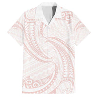 White Sunday Lotu Tamaiti Family Matching Summer Maxi Dress and Hawaiian Shirt Polynesian Wave Pastel Blush LT9 Dad's Shirt - Short Sleeve Blush - Polynesian Pride