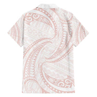 White Sunday Lotu Tamaiti Family Matching Summer Maxi Dress and Hawaiian Shirt Polynesian Wave Pastel Blush LT9 - Polynesian Pride