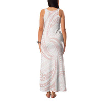 White Sunday Lotu Tamaiti Family Matching Tank Maxi Dress and Hawaiian Shirt Polynesian Wave Pastel Blush LT9 - Polynesian Pride