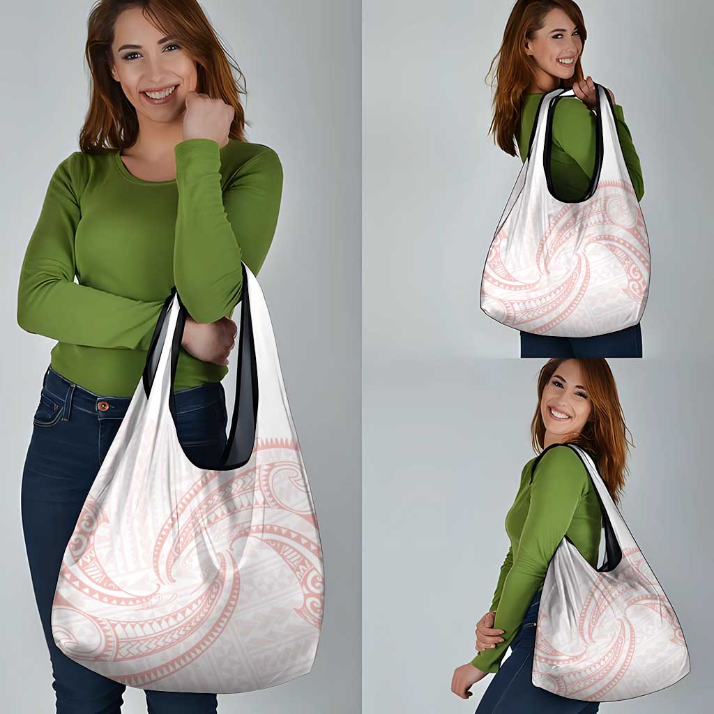 White Sunday Lotu Tamaiti Grocery Bag Polynesian Wave Pastel Blush - Polynesian Pride