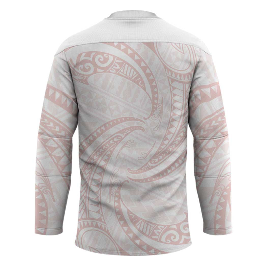 White Sunday Lotu Tamaiti Hockey Jersey Polynesian Wave Pastel Blush - Polynesian Pride