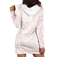 White Sunday Lotu Tamaiti Hoodie Dress Polynesian Wave Pastel Blush - Polynesian Pride