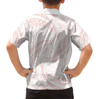 White Sunday Lotu Tamaiti Kid Hawaiian Shirt Polynesian Wave Pastel Blush LT9 - Polynesian Pride