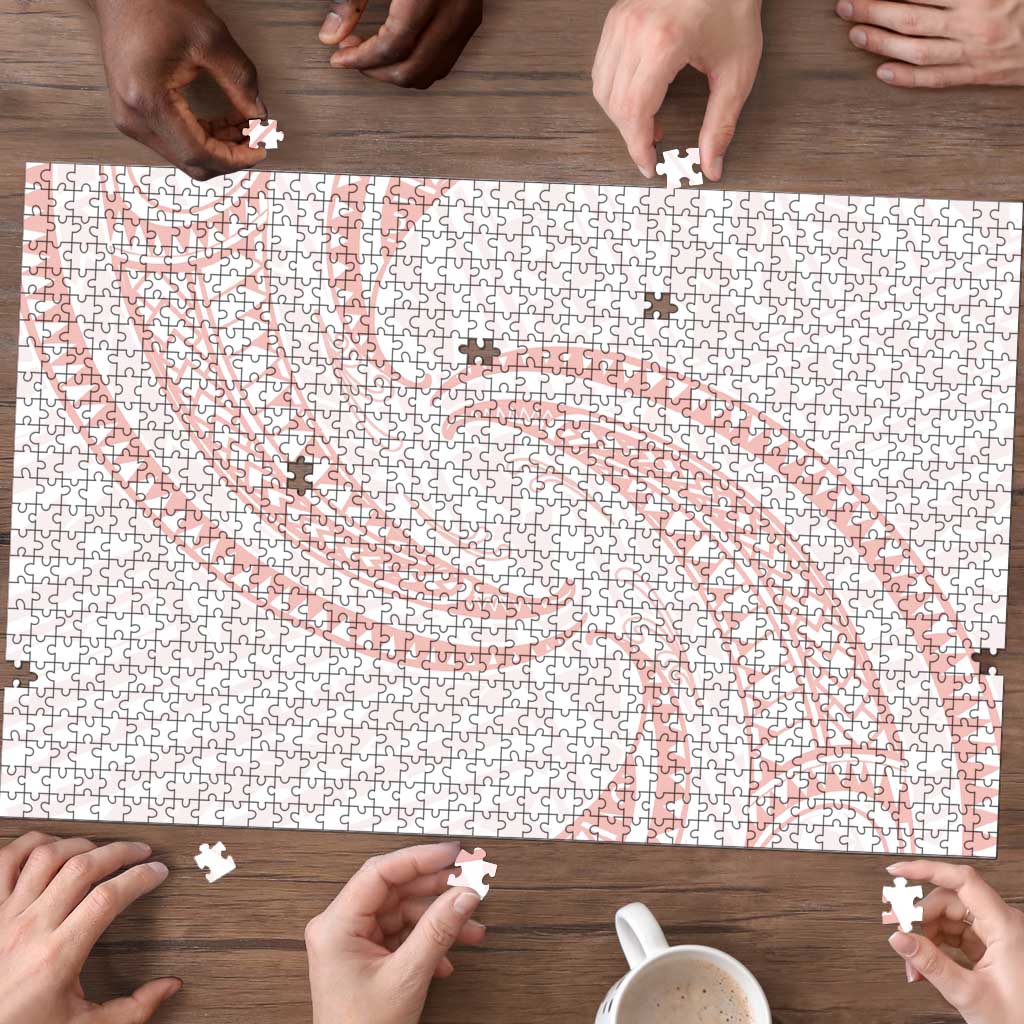 White Sunday Lotu Tamaiti Puzzle Polynesian Wave Pastel Blush - Polynesian Pride