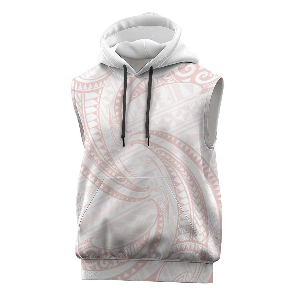 White Sunday Lotu Tamaiti Sleeveless Hoodie Polynesian Wave Pastel Blush LT9 Blush - Polynesian Pride