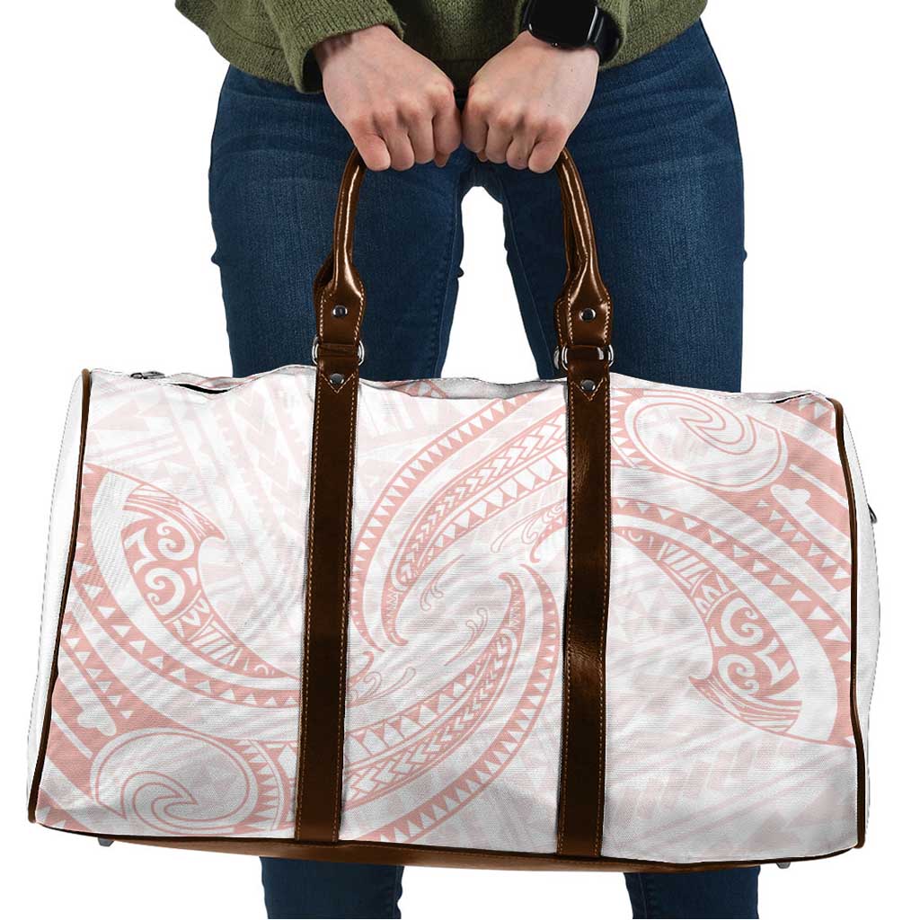 White Sunday Lotu Tamaiti Travel Bag Polynesian Wave Pastel Blush - Polynesian Pride