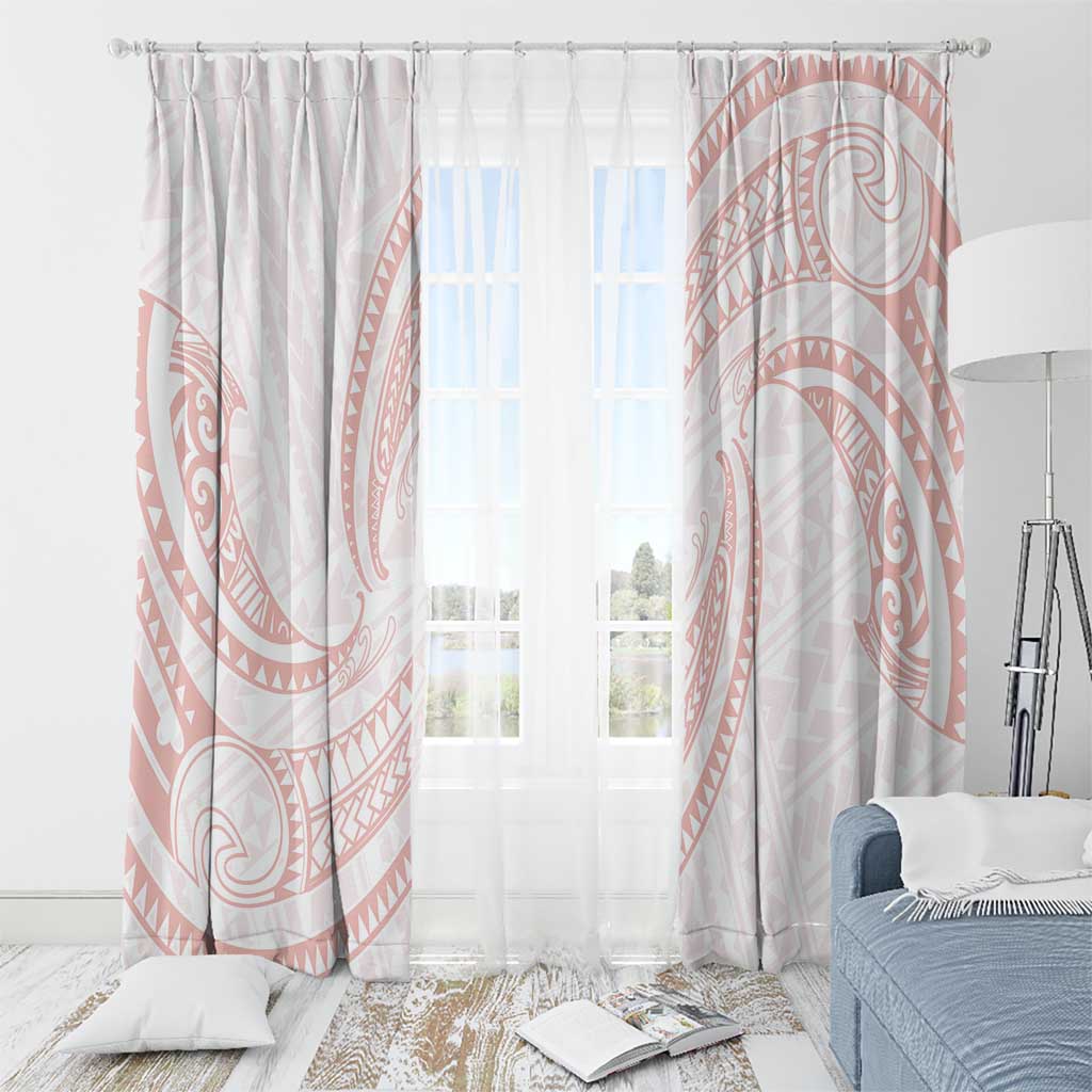 White Sunday Lotu Tamaiti Window Curtain Polynesian Wave Pastel Blush LT9 - Polynesian Pride