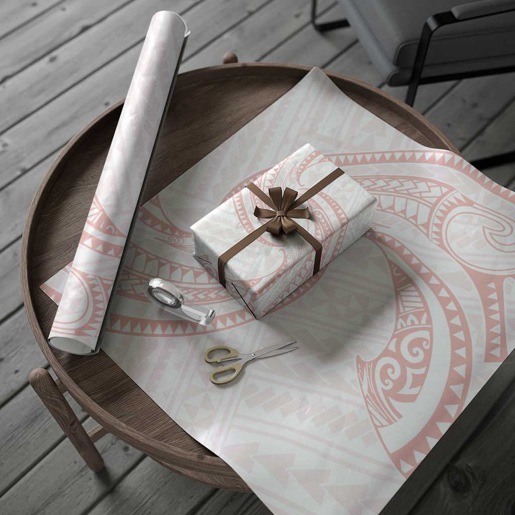 White Sunday Lotu Tamaiti Wrapping Paper Polynesian Wave Pastel Blush - Polynesian Pride