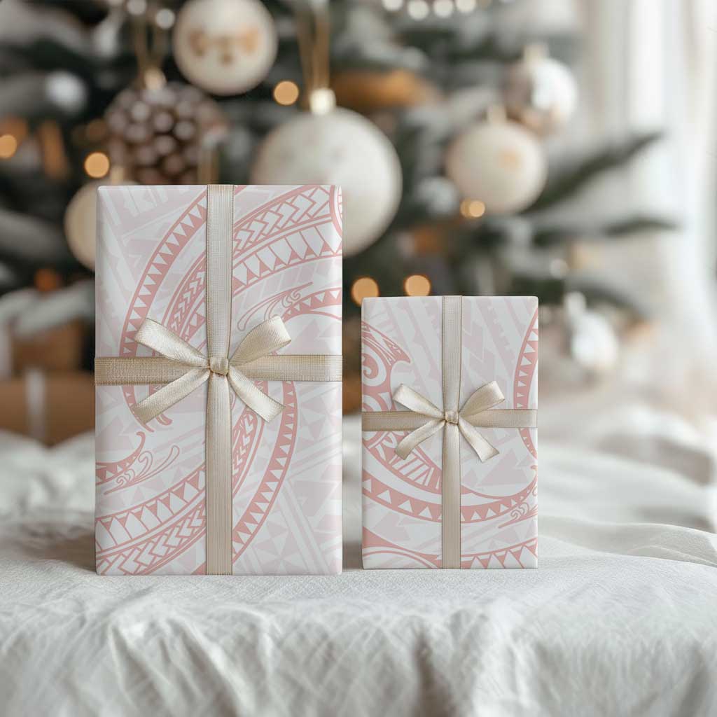 White Sunday Lotu Tamaiti Wrapping Paper Polynesian Wave Pastel Blush - Polynesian Pride