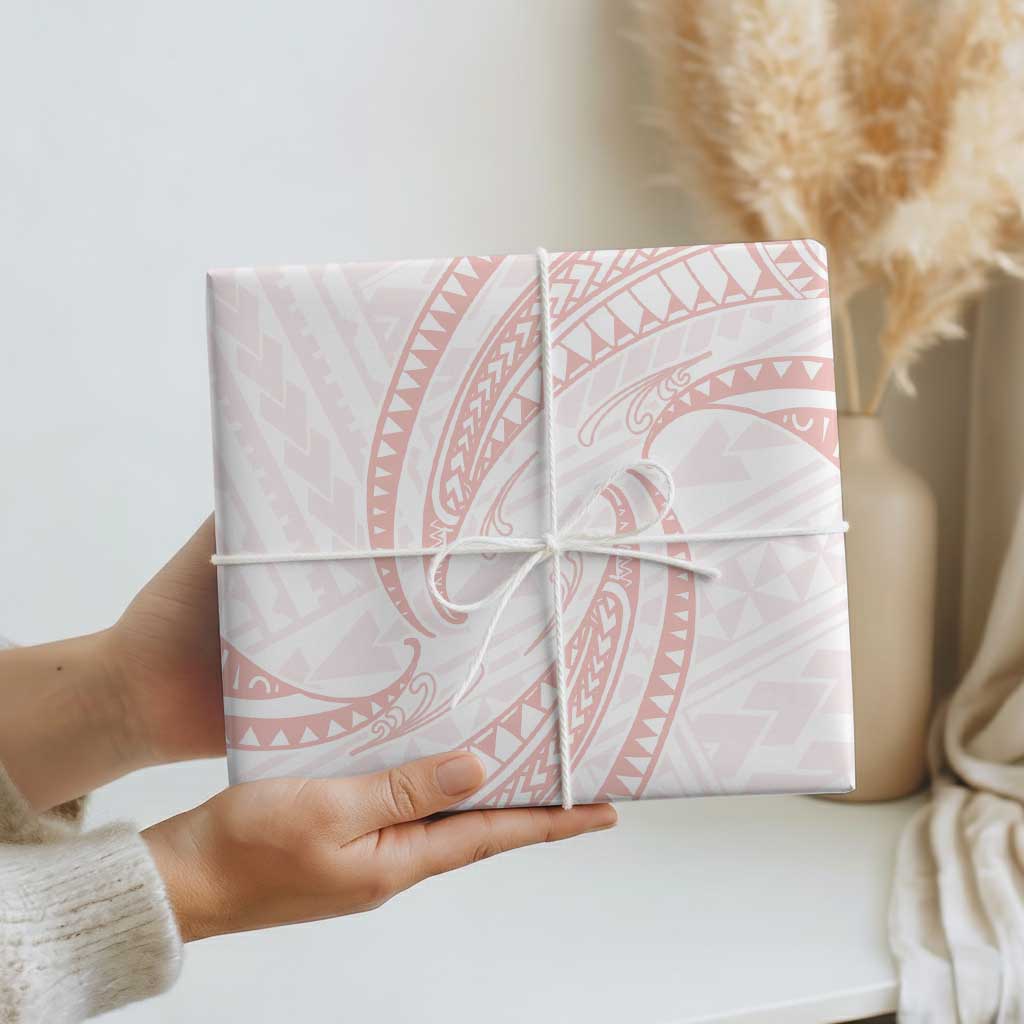 White Sunday Lotu Tamaiti Wrapping Paper Polynesian Wave Pastel Blush - Polynesian Pride