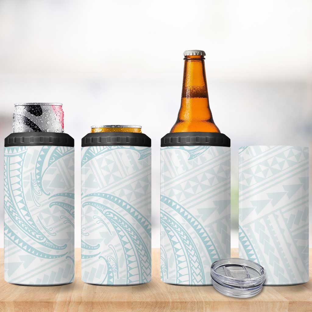White Sunday Lotu Tamaiti 4 in 1 Can Cooler Tumbler Polynesian Wave Pastel Cyan LT9 - Polynesian Pride