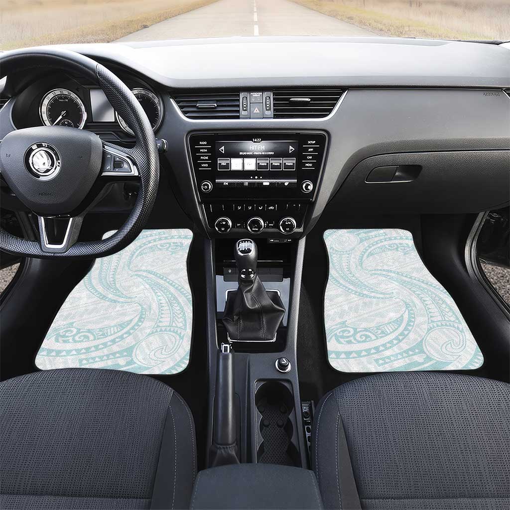 White Sunday Lotu Tamaiti Car Mats Polynesian Wave Pastel Cyan - Polynesian Pride
