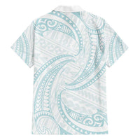 White Sunday Lotu Tamaiti Family Matching Short Sleeve Bodycon Dress and Hawaiian Shirt Polynesian Wave Pastel Cyan LT9 - Polynesian Pride