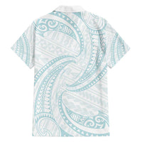 White Sunday Lotu Tamaiti Family Matching Tank Maxi Dress and Hawaiian Shirt Polynesian Wave Pastel Cyan LT9 - Polynesian Pride