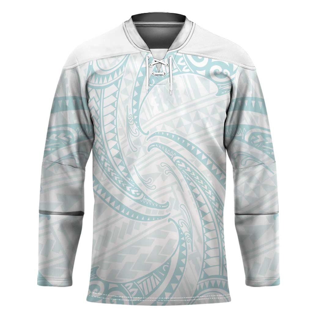 White Sunday Lotu Tamaiti Hockey Jersey Polynesian Wave Pastel Cyan - Polynesian Pride