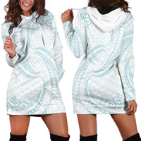 White Sunday Lotu Tamaiti Hoodie Dress Polynesian Wave Pastel Cyan LT9 - Polynesian Pride