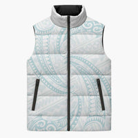 White Sunday Lotu Tamaiti Sleeveless Puffer Jacket Polynesian Wave Pastel Cyan LT9 Unisex Cyan - Polynesian Pride