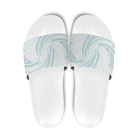White Sunday Lotu Tamaiti Slide Sandals Polynesian Wave Pastel Cyan LT9 Cyan - Polynesian Pride