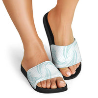 White Sunday Lotu Tamaiti Slide Sandals Polynesian Wave Pastel Cyan LT9 - Polynesian Pride