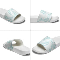 White Sunday Lotu Tamaiti Slide Sandals Polynesian Wave Pastel Cyan LT9 - Polynesian Pride