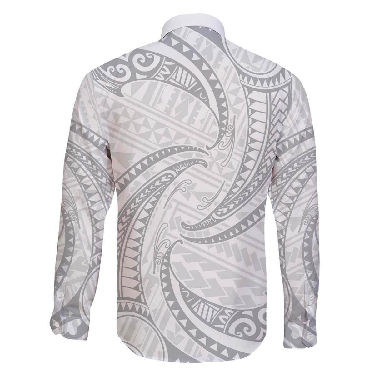White Sunday Lotu Tamaiti Family Matching Off The Shoulder Long Sleeve Dress and Hawaiian Shirt Polynesian Wave Pastel Gray LT9 - Polynesian Pride