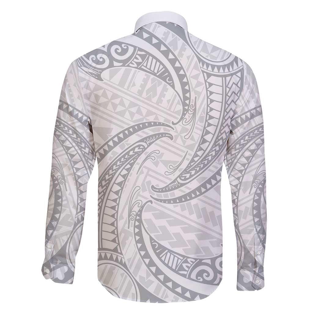 White Sunday Lotu Tamaiti Family Matching Short Sleeve Bodycon Dress and Hawaiian Shirt Polynesian Wave Pastel Gray LT9 - Polynesian Pride