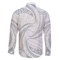 White Sunday Lotu Tamaiti Family Matching Short Sleeve Bodycon Dress and Hawaiian Shirt Polynesian Wave Pastel Gray LT9 - Polynesian Pride