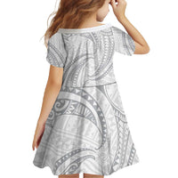 White Sunday Lotu Tamaiti Family Matching Summer Maxi Dress and Hawaiian Shirt Polynesian Wave Pastel Gray LT9 - Polynesian Pride