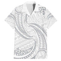 White Sunday Lotu Tamaiti Family Matching Tank Maxi Dress and Hawaiian Shirt Polynesian Wave Pastel Gray LT9 Dad's Shirt - Short Sleeve Gray - Polynesian Pride