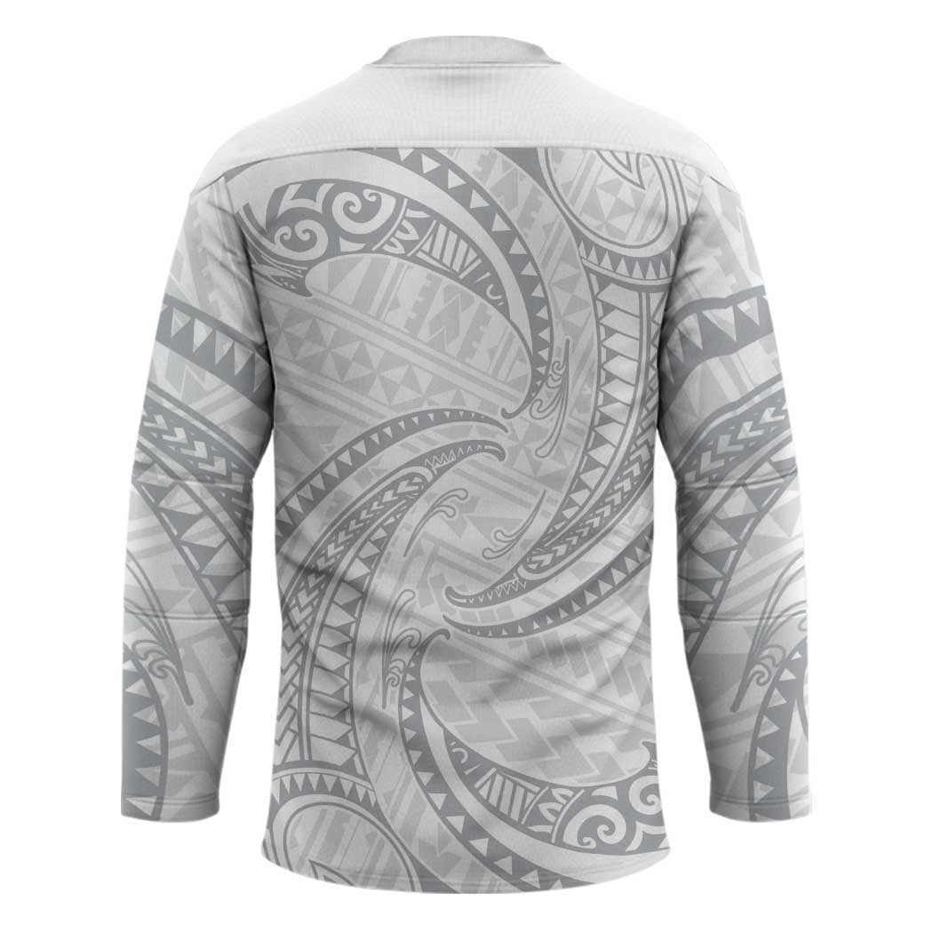 White Sunday Lotu Tamaiti Hockey Jersey Polynesian Wave Pastel Gray - Polynesian Pride