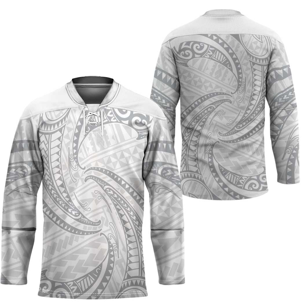 White Sunday Lotu Tamaiti Hockey Jersey Polynesian Wave Pastel Gray - Polynesian Pride