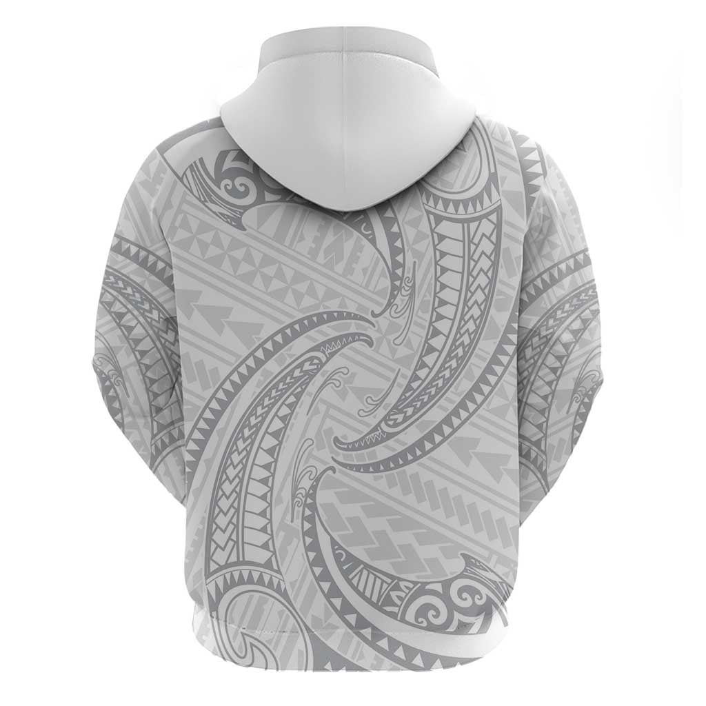 White Sunday Lotu Tamaiti Hoodie Polynesian Wave Pastel Gray - Polynesian Pride