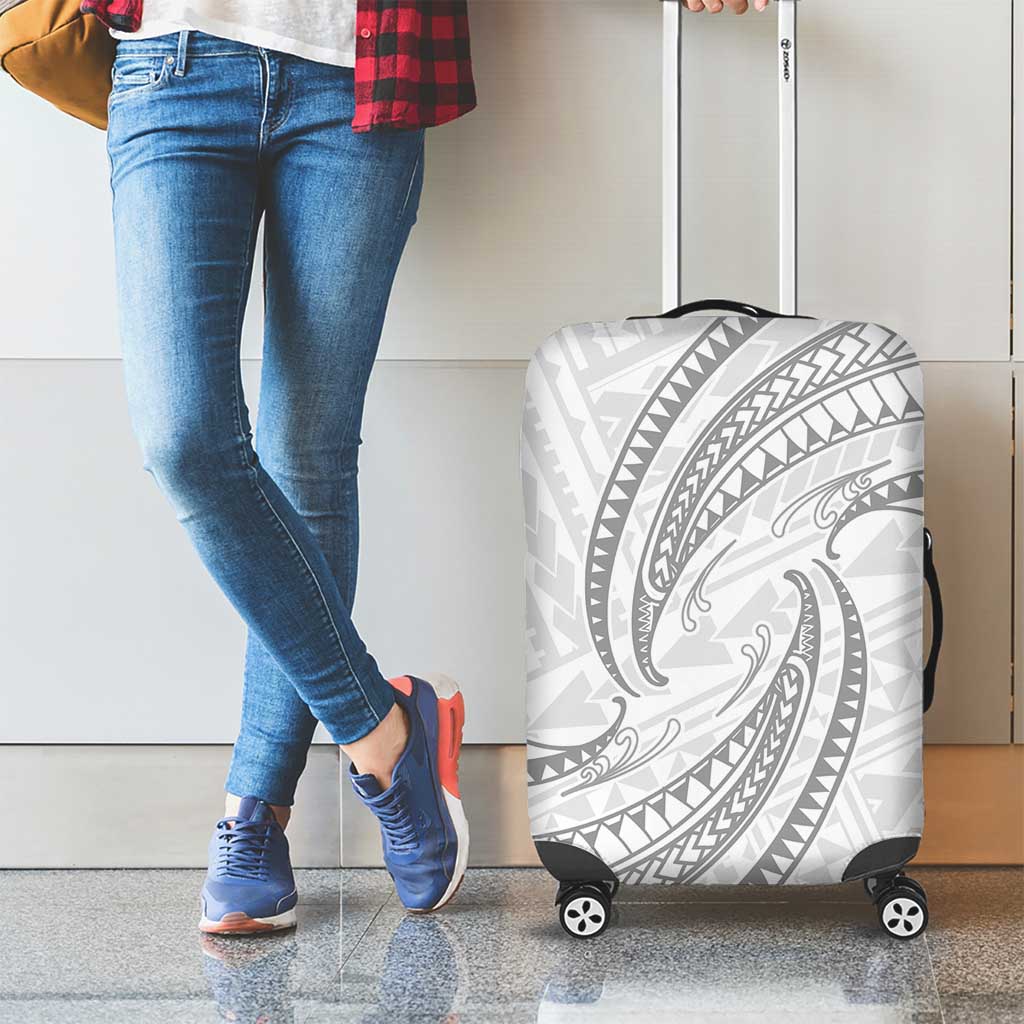 White Sunday Lotu Tamaiti Luggage Cover Polynesian Wave Pastel Gray - Polynesian Pride