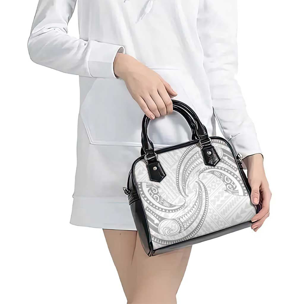 White Sunday Lotu Tamaiti Shoulder Handbag Polynesian Wave Pastel Gray - Polynesian Pride