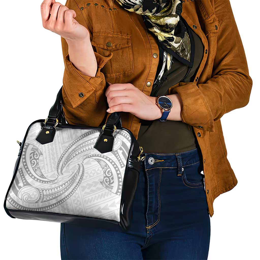White Sunday Lotu Tamaiti Shoulder Handbag Polynesian Wave Pastel Gray - Polynesian Pride