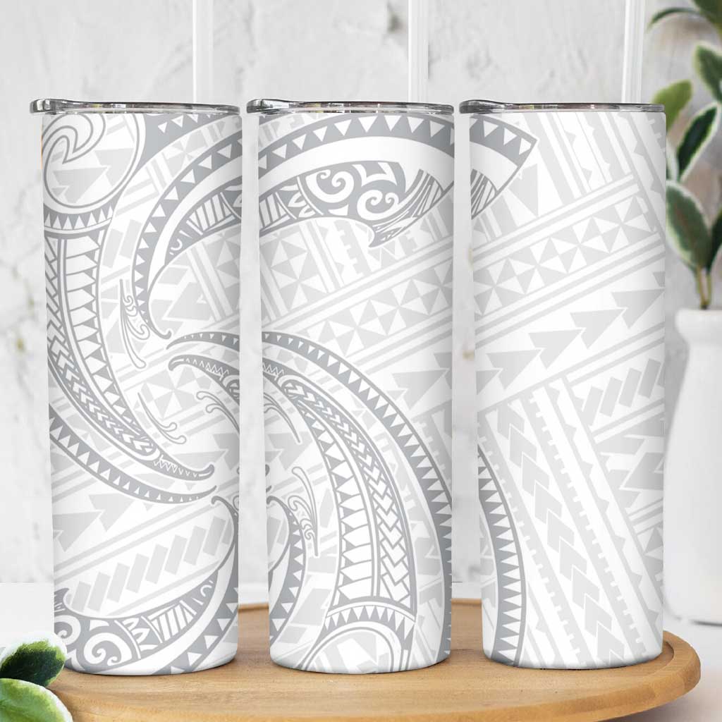 White Sunday Lotu Tamaiti Skinny Tumbler Polynesian Wave Pastel Gray LT9 - Polynesian Pride