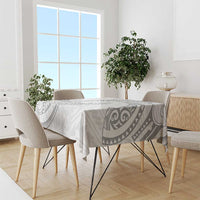 White Sunday Lotu Tamaiti Tablecloth Polynesian Wave Pastel Gray - Polynesian Pride
