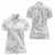 White Sunday Lotu Tamaiti Women Polo Shirt Polynesian Wave Pastel Gray - Polynesian Pride