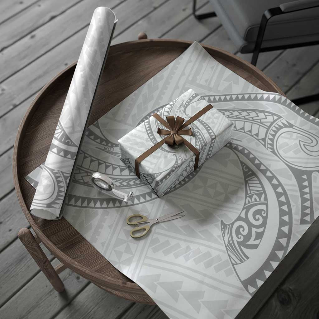 White Sunday Lotu Tamaiti Wrapping Paper Polynesian Wave Pastel Gray - Polynesian Pride