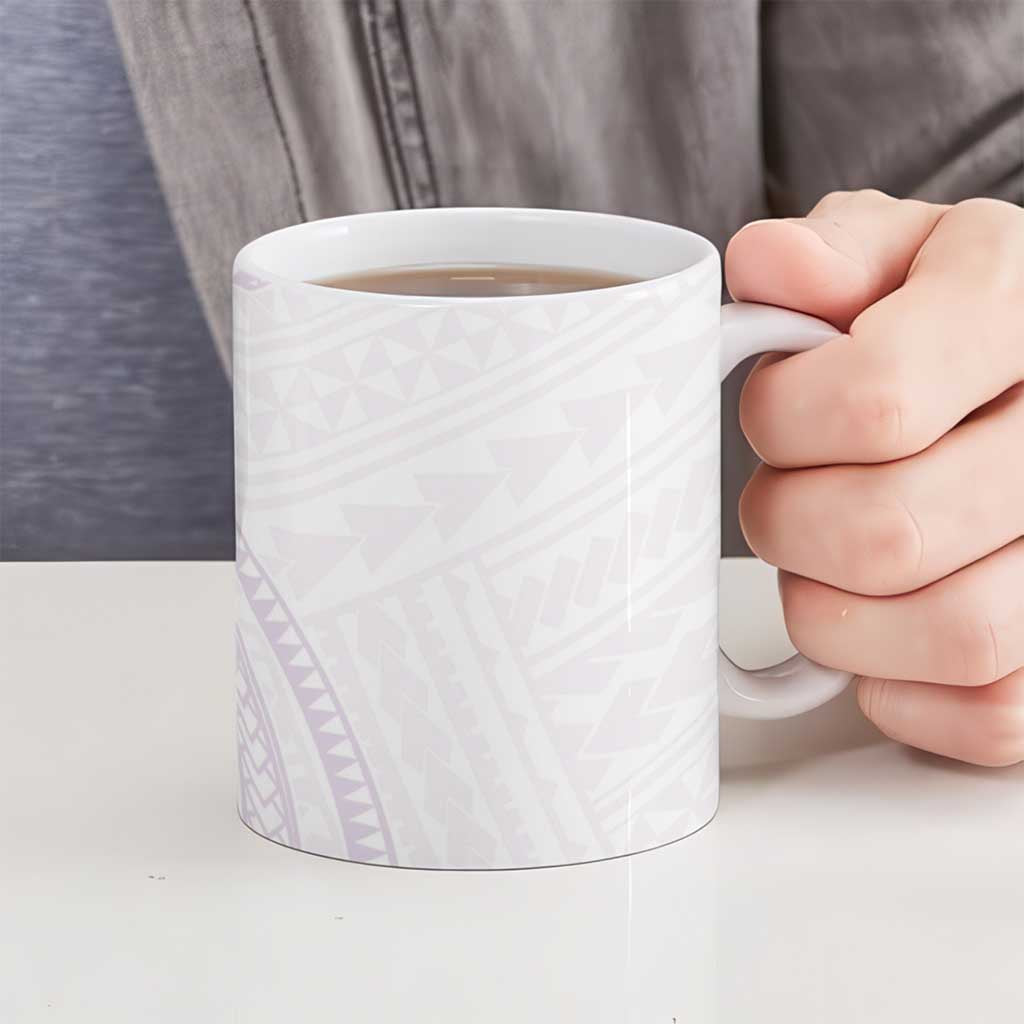 White Sunday Lotu Tamaiti Ceramic Mug Polynesian Wave Pastel Mauve - Polynesian Pride