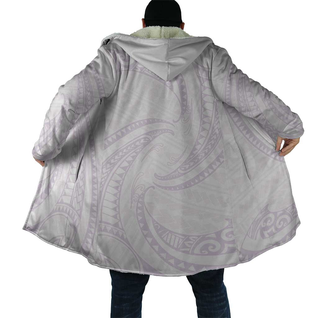 White Sunday Lotu Tamaiti Cloak Polynesian Wave Pastel Mauve - Polynesian Pride