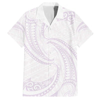 White Sunday Lotu Tamaiti Family Matching Off The Shoulder Long Sleeve Dress and Hawaiian Shirt Polynesian Wave Pastel Mauve LT9 Dad's Shirt - Short Sleeve Mauve - Polynesian Pride