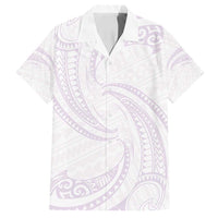 White Sunday Lotu Tamaiti Family Matching Off Shoulder Maxi Dress and Hawaiian Shirt Polynesian Wave Pastel Mauve LT9 Dad's Shirt - Short Sleeve Mauve - Polynesian Pride