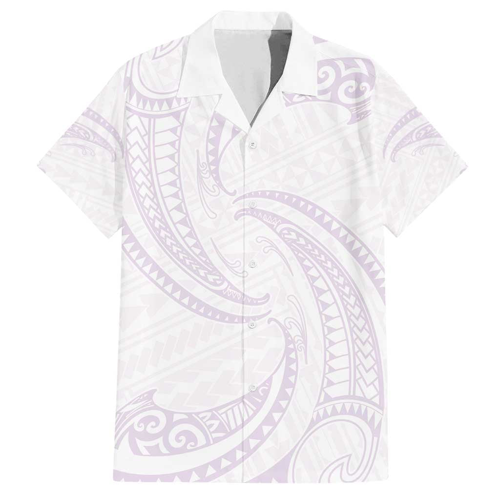 White Sunday Lotu Tamaiti Family Matching Puletasi and Hawaiian Shirt Polynesian Wave Pastel Mauve LT9 Dad's Shirt - Short Sleeve Mauve - Polynesian Pride