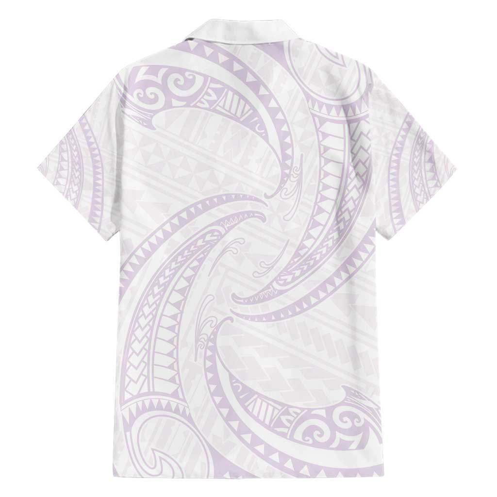 White Sunday Lotu Tamaiti Family Matching Puletasi and Hawaiian Shirt Polynesian Wave Pastel Mauve LT9 - Polynesian Pride
